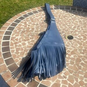 Elegant Blue Fringed Crossbody Bag